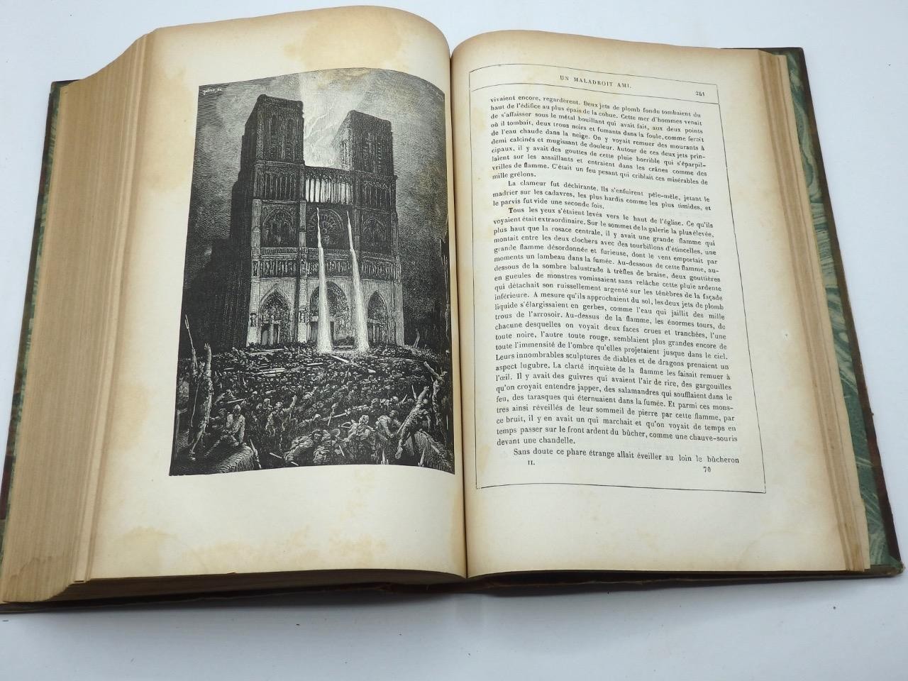c1880 HUNCHBACK of NOTRE-DAME in FRENCH – Victor Hugo VERY CLEAN Leather Binding