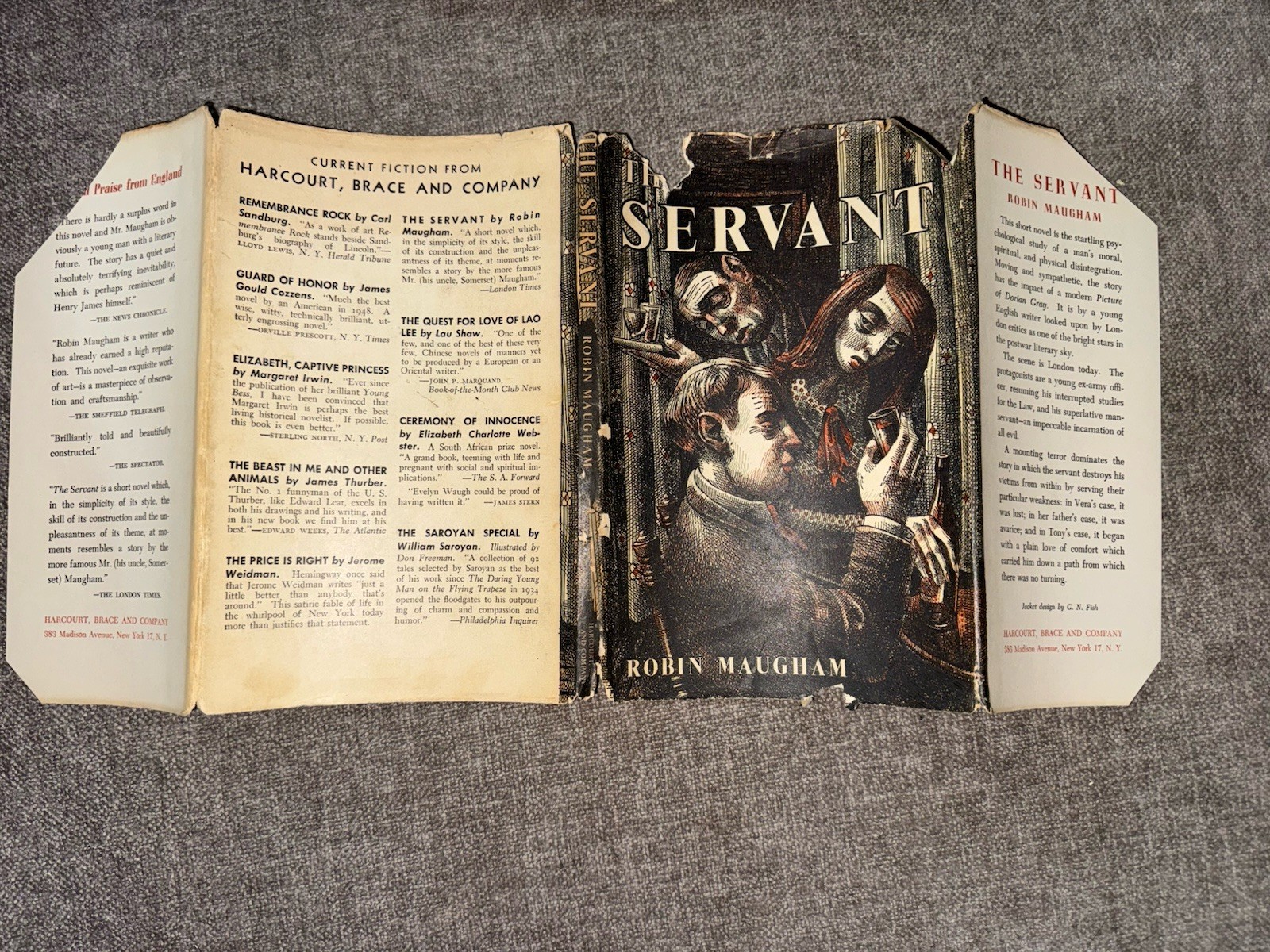 The Servant Robin Maugham 1st American Edition 1949 HC/DJ Harold Pinter Film