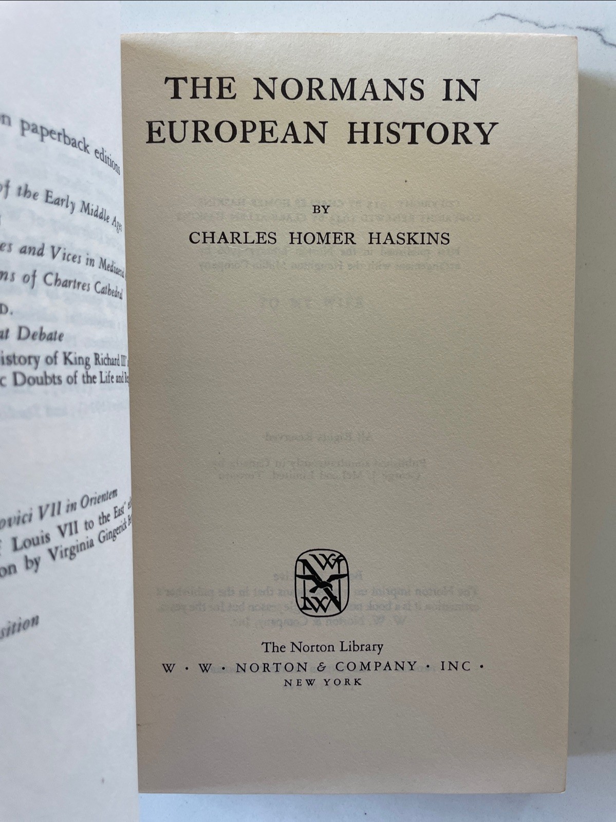 The Normans in European History by Charles Homer Haskins (1966 Norton PB VTG)