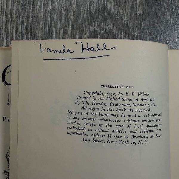 Harper Charlotte’s Web 1952 First Edition Dust Jacket Book USA