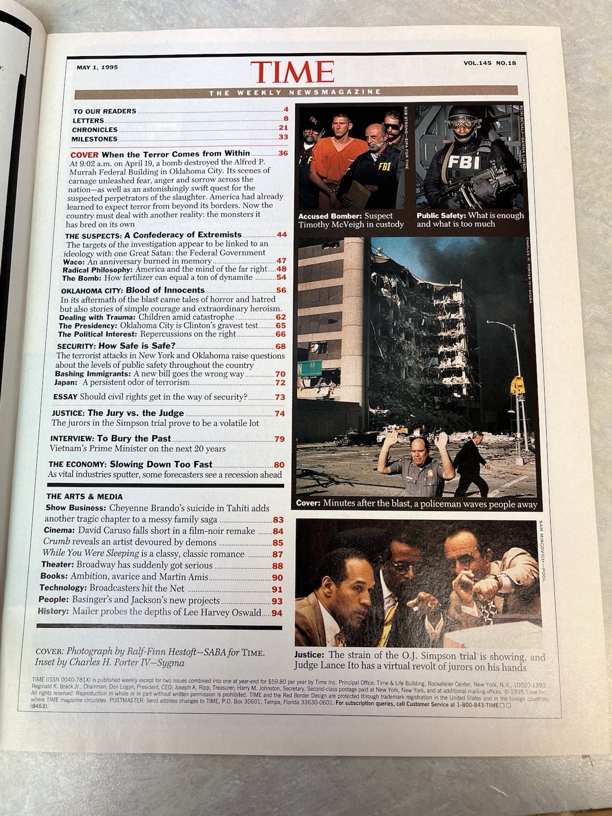 Time Magazine/1995/Timothy McVeigh/The Face Of Terror/Special Issue