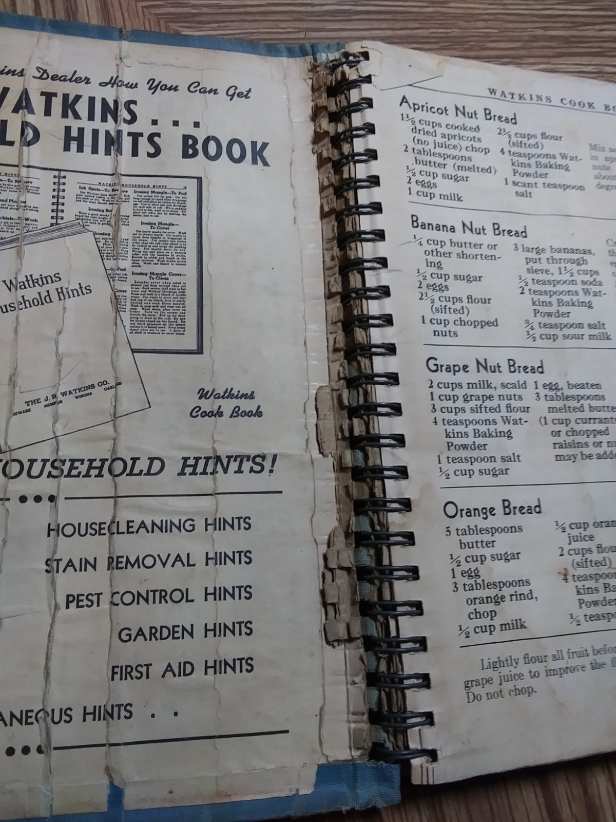 Watkins Cook Book by J.R. Watkins Co. Vintage 1936 USA distressed recipes rare