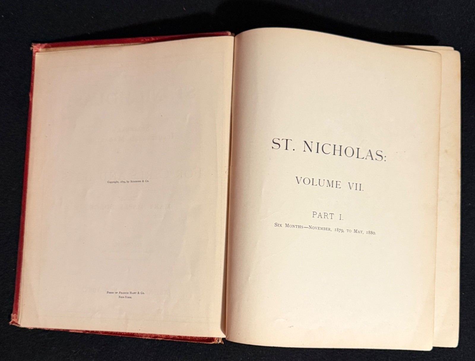 St Nicholas Magazine Antique Bound Volume VII Part I (NOV 1879- MAY 1880)