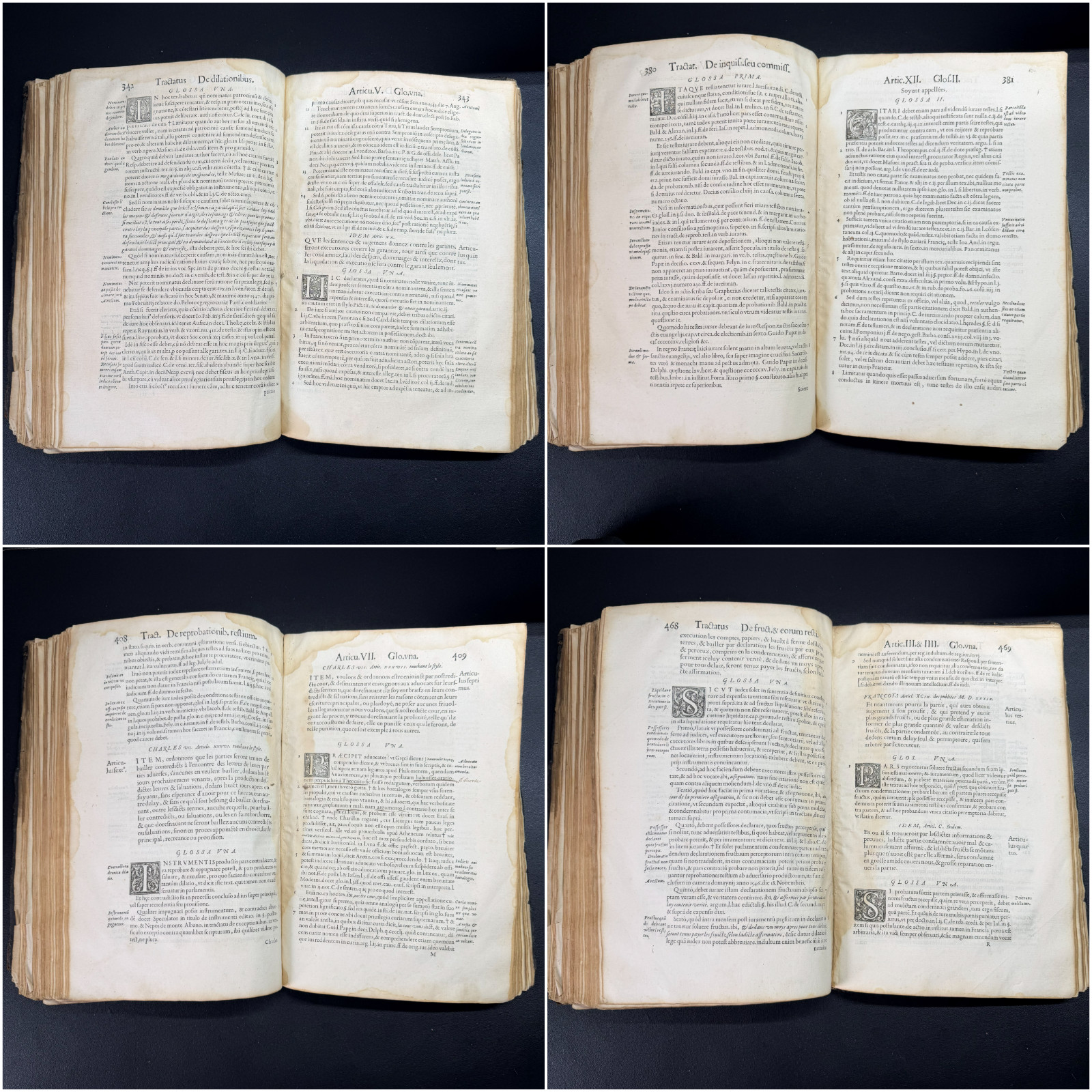 1555 Rebuffi Commentarii Latin French Law Folio Vol 3 Incomplete/Vandalized