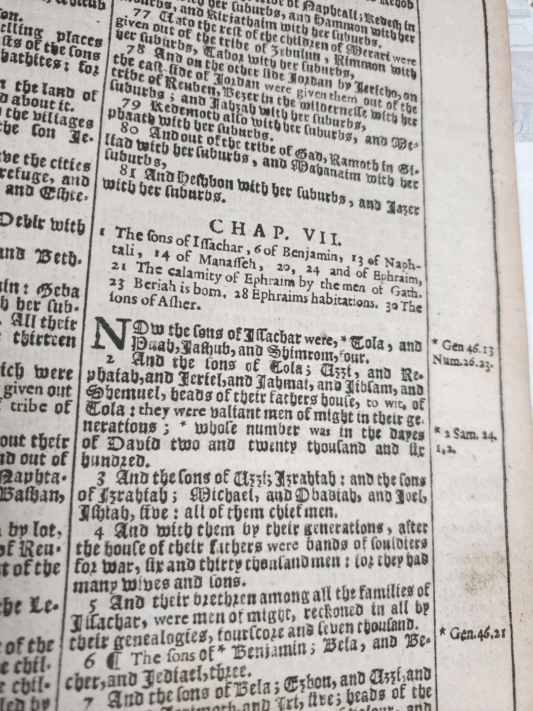 1611 King James Bible Facsimile + Original Leaf 1st Chronicles , 9″ X 11 X 3.5″