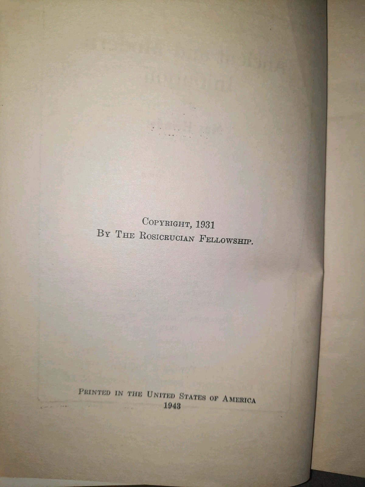 Ancient & Modern Initiation – Max Heindel Rosicrucian Fellowship 1943 HC Occult