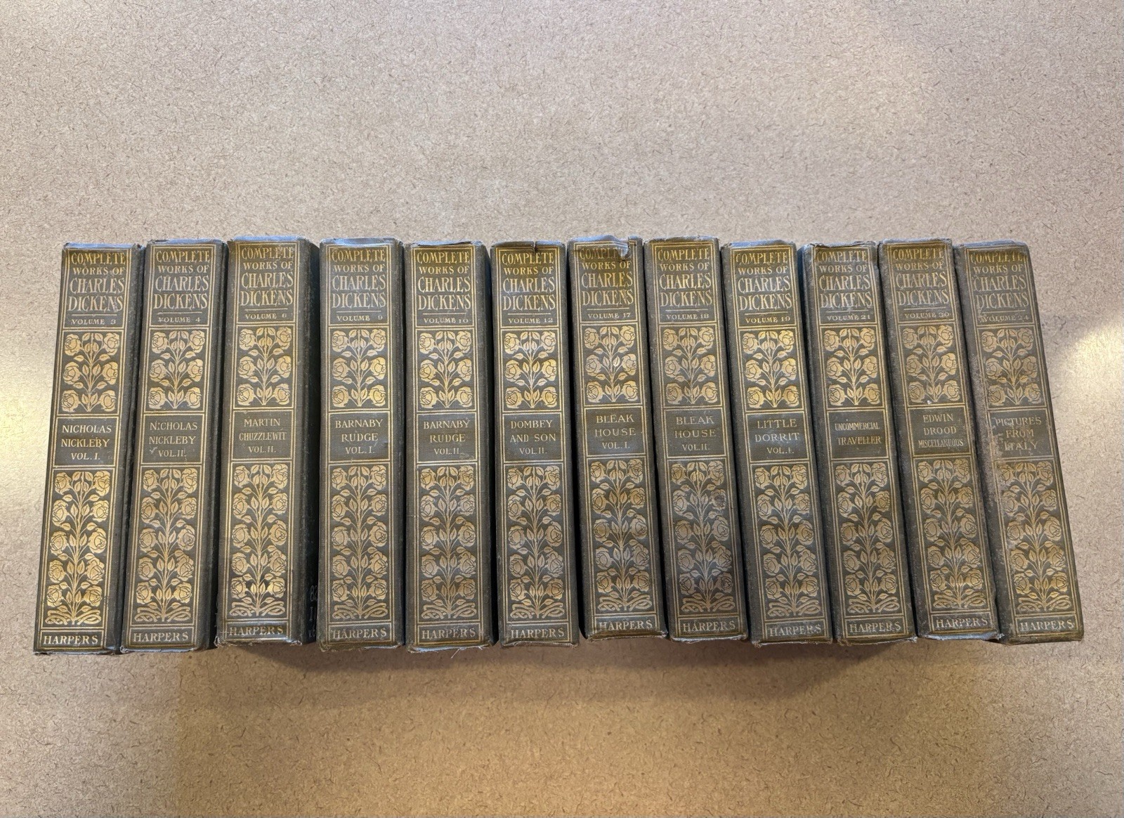 Antique Works of Charles Dickens Library Edition 12 Volumes 1902