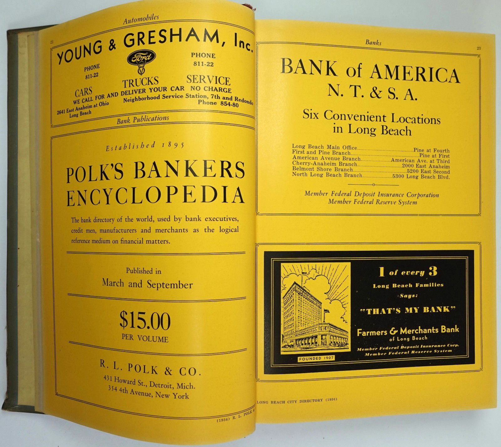 Polk’s Long Beach California City Directory Buyer Guide Business Directory 1936
