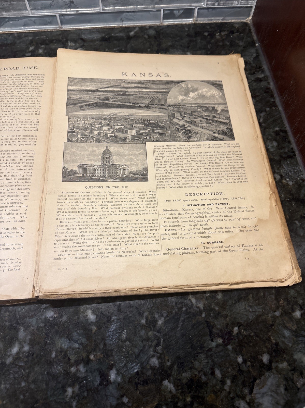 1896 Harper’s School Geography w/ Maps Illus. Antique Book Kansas & Nebraska