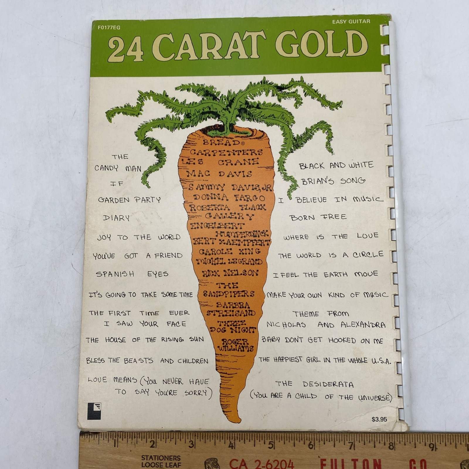 24 Carat Gold Easy Guitar Song Book 1973 Plastic Spiral Paperback