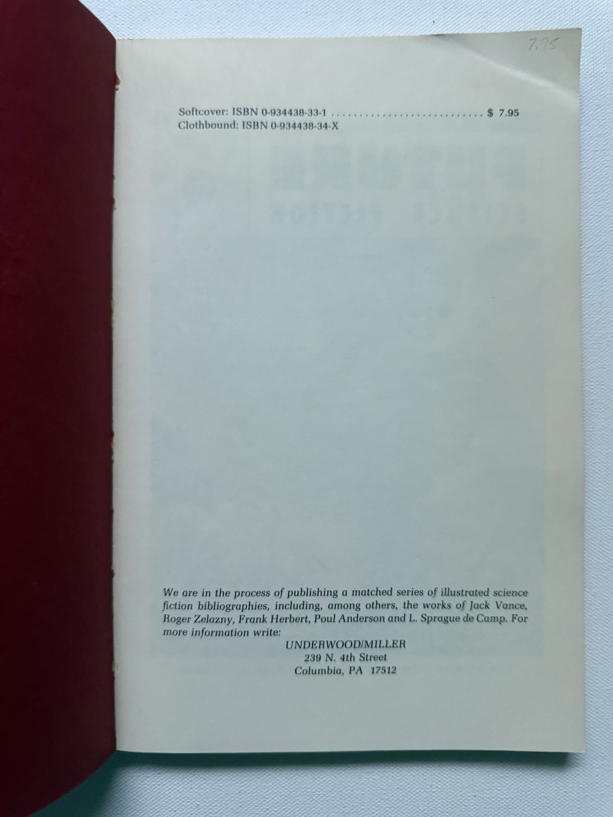 Philip K. Dick / PKD A Philip K Dick Bibliography Limited 1st Edition 1981 SF