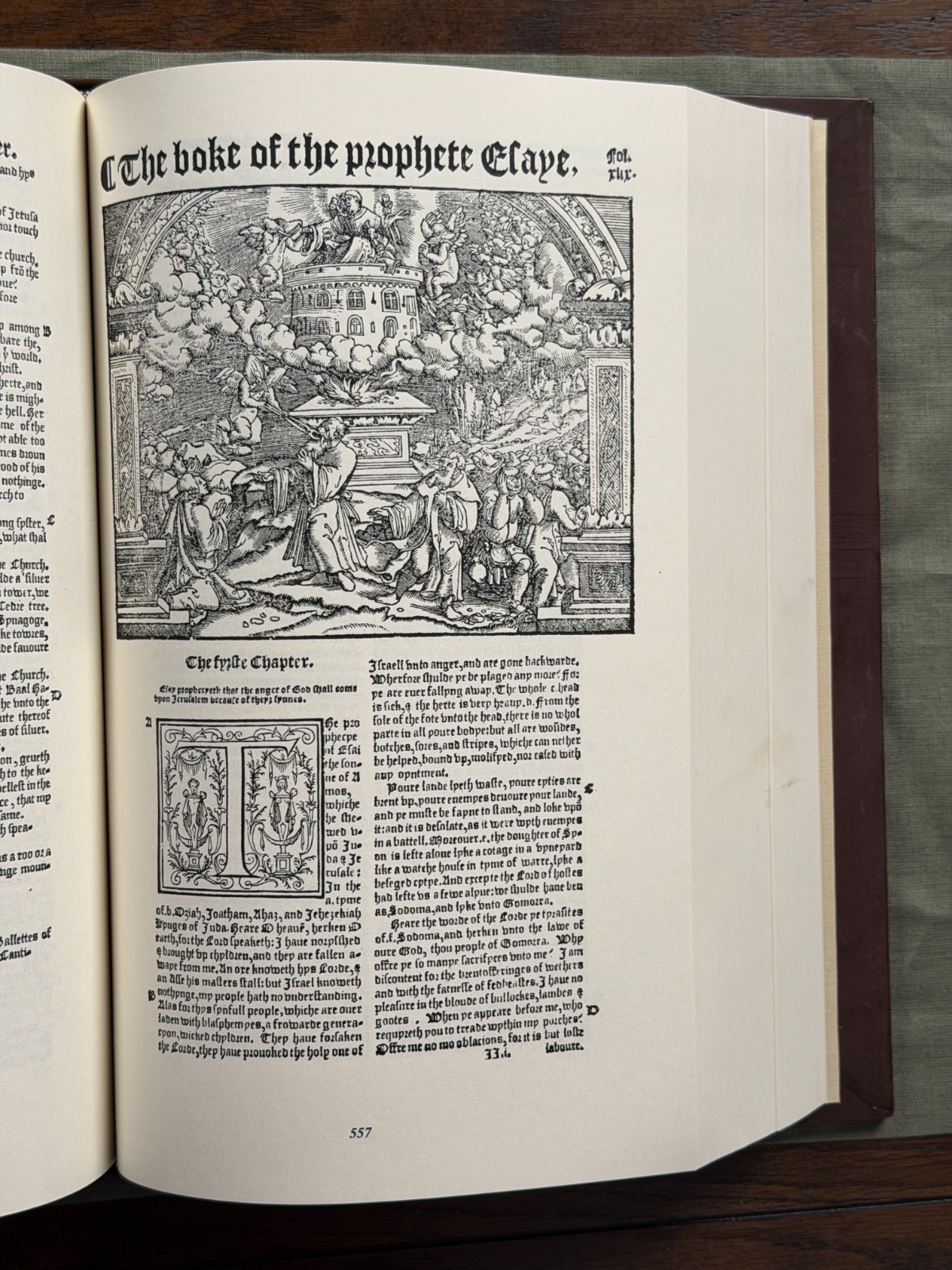 1549 Matthew’s Tyndale Bible Facsimile Leather Gibbor Edition w/ Original Leaf
