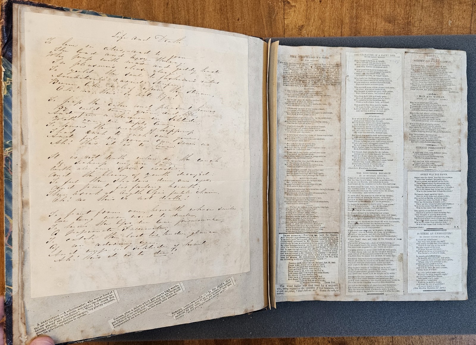 c1819 to 1880s Victorian Scrapbook Yorkshire Manuscript & Ephemera 77 Pages