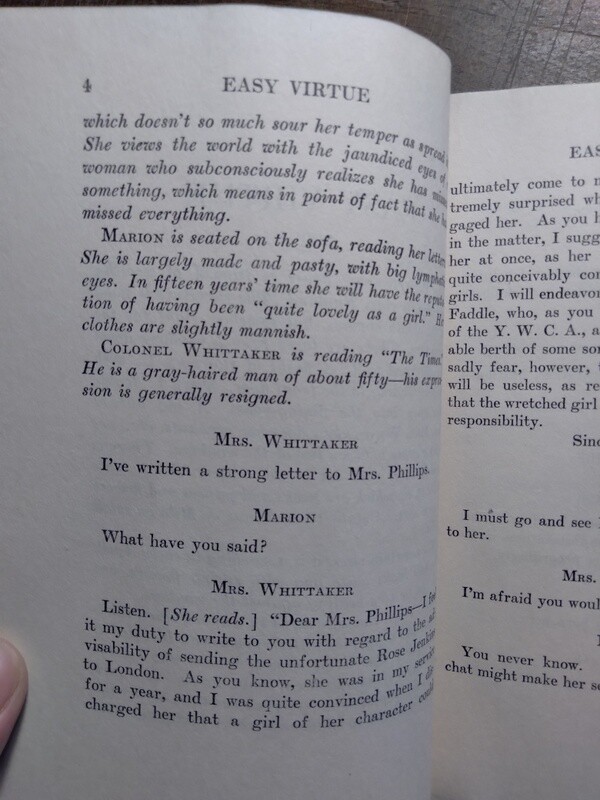 1926 Easy Virtue SIGNED by Noel Coward Harper Brothers New York and London