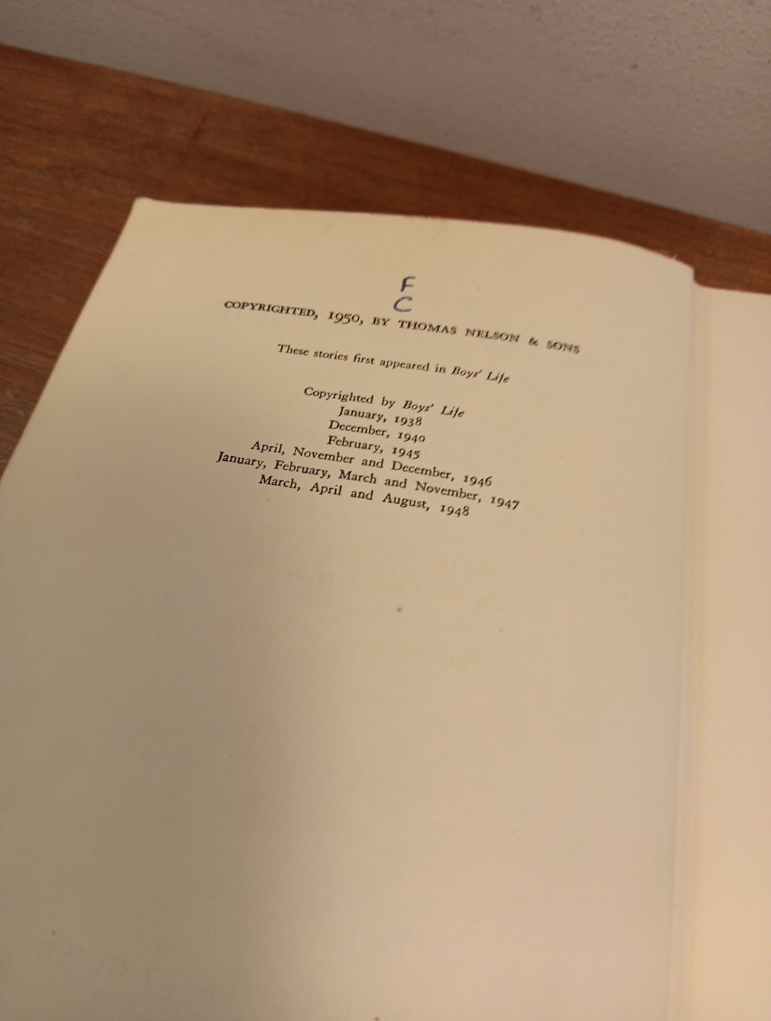 Boys’ Life Adventure Stories, ed. Irving Crump. HC, Junior Literary Guild, 1950