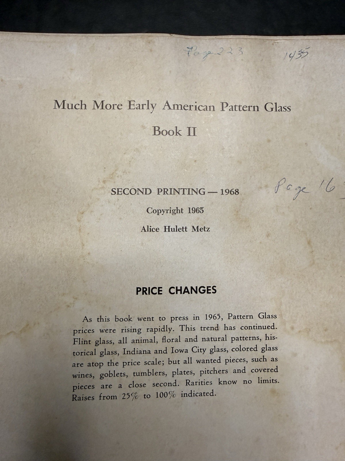 Much More EARLY AMERICAN PATTERN GLASS by A. H. Metz – 1970 – Spiral Paperback