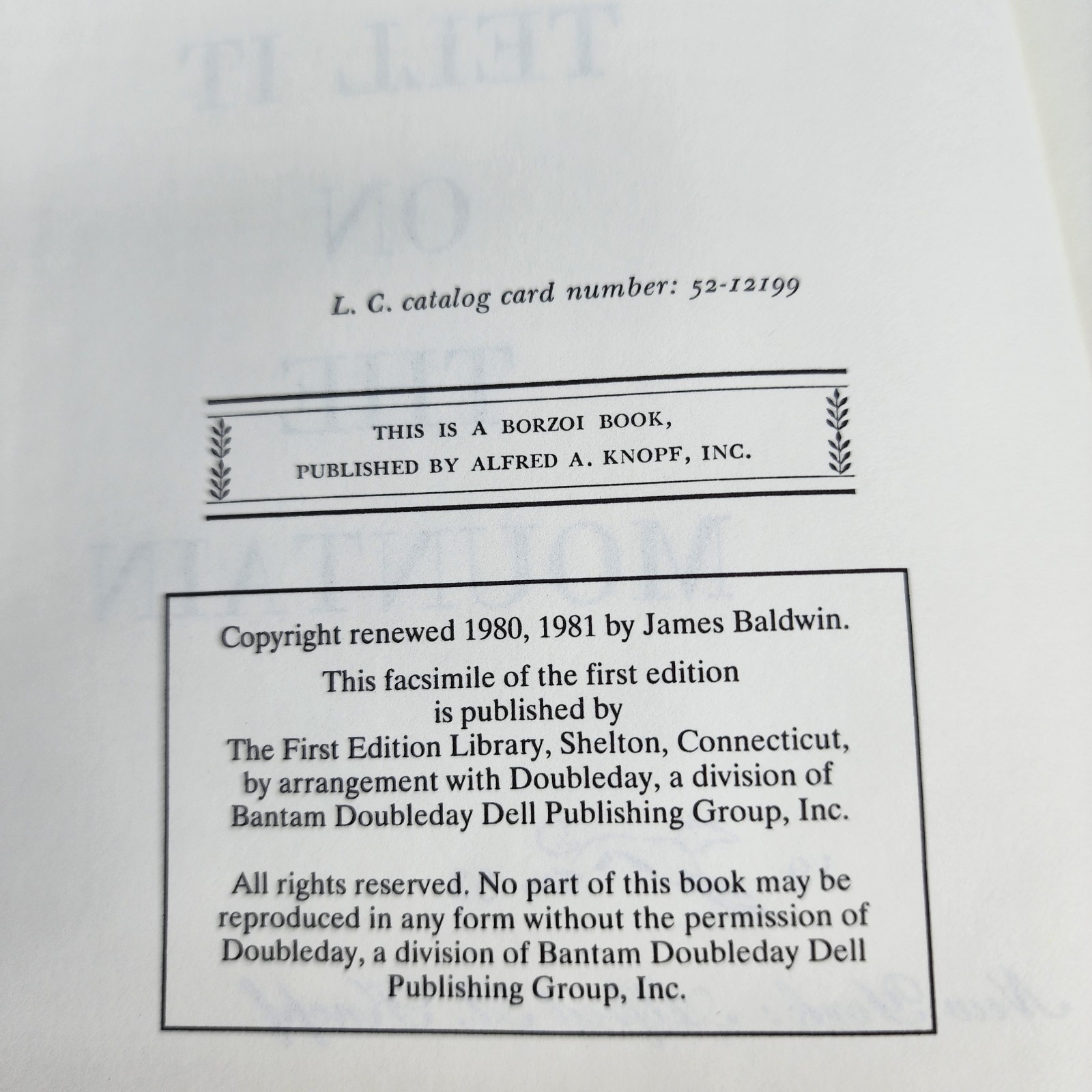 Go Tell It On The Mountain [First Edition Library Facsimile] by James Baldwin