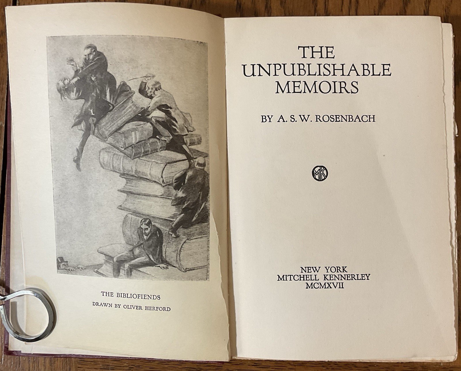 The Unpublishable Memoirs By A.S.W. Rosenbach, Signed Inscribed 1st Edition 1917