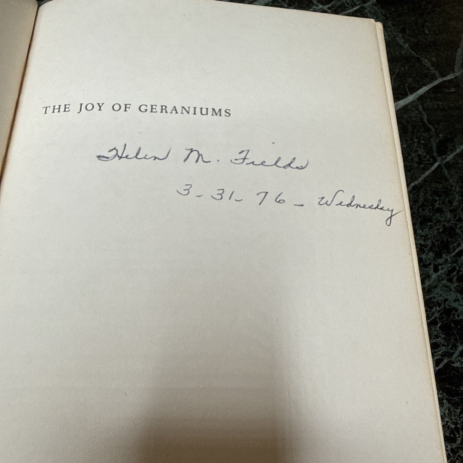 The Joy Of Geraniums Helen Van Pelt Wilson Gardening Vintage Paperback 1968