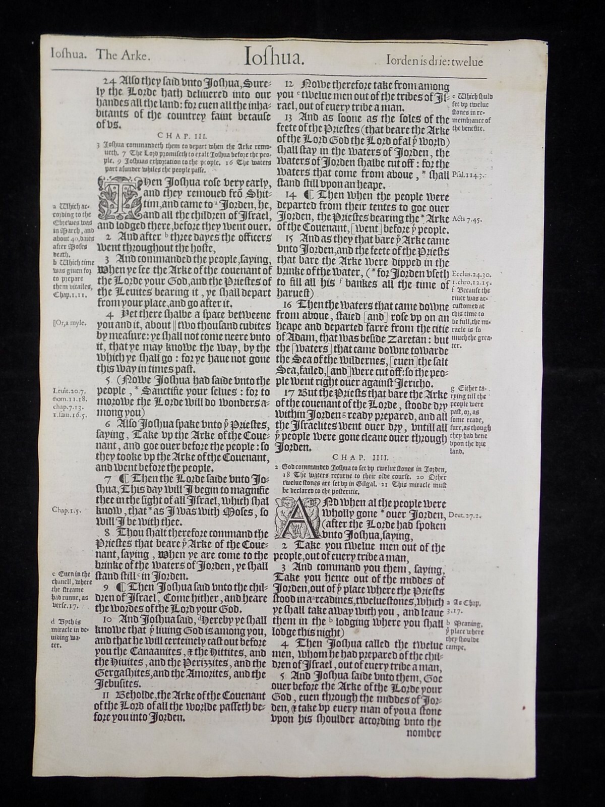 1583 Noblest Geneva Bible Folio- Book of Joshua Leaves- YOU PICK