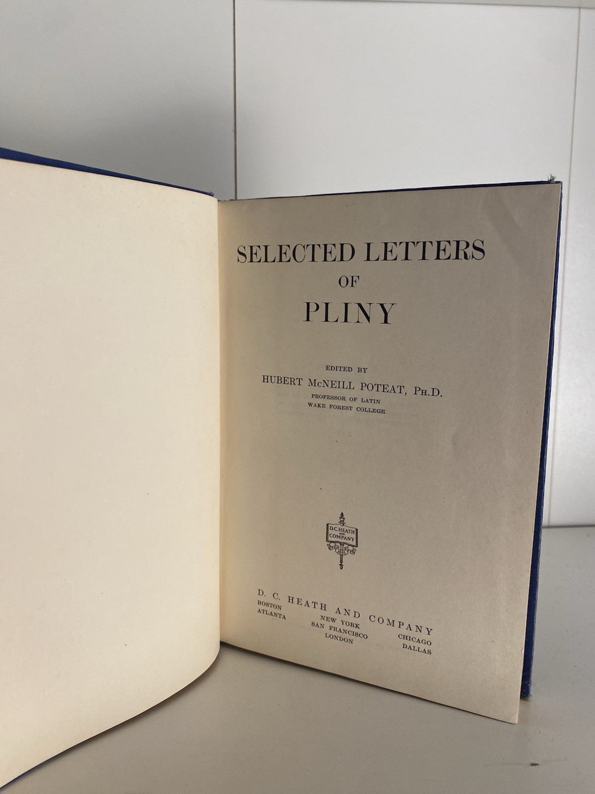 Selected Letters of Pliny by Hubert Poteat 1937 Antique Hardcover