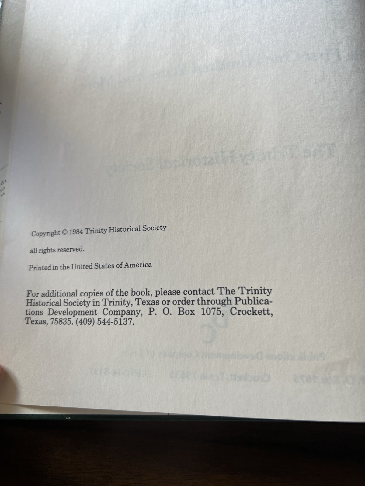 A History of Trinity, Texas, Trinity Historical Society HC 1984 Pre-owned good