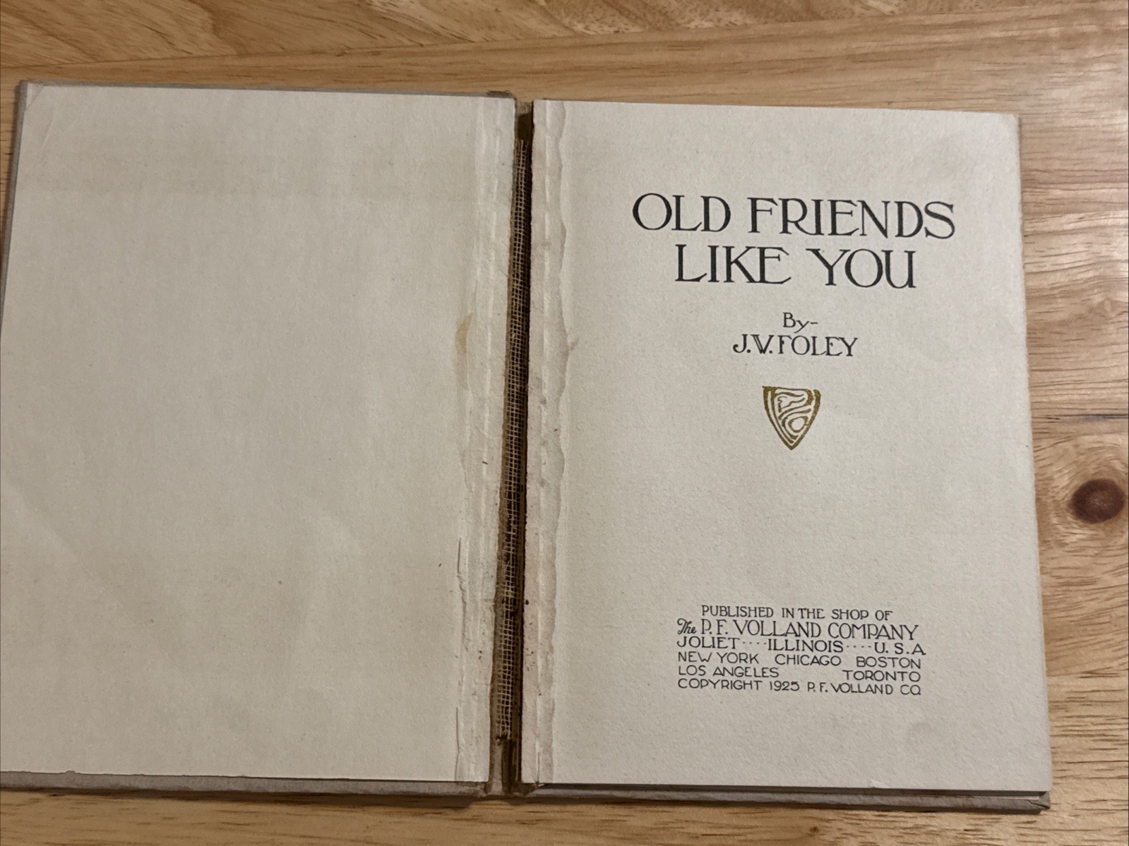 1925 Old Friends Like You By J. Foley Gold Gilt Leather Friendship Small HC