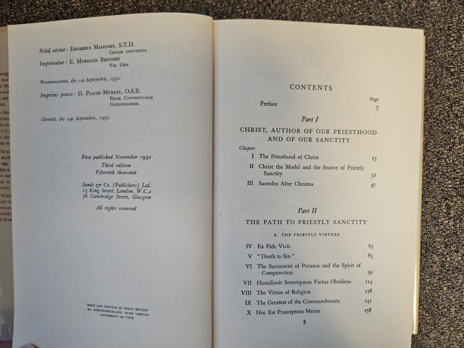 Christ the Ideal of the Priest HC DJ 3rd Ed 1952 Abbot Columba Marmion
