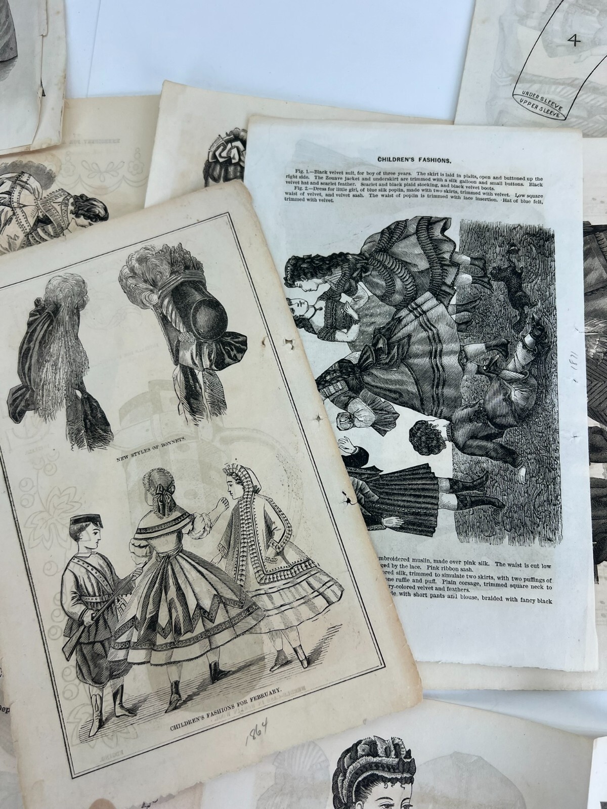 Godey’s Lady’s Book Loose Pages Children’s Fashion Lot Crafting/Mixed Media Art