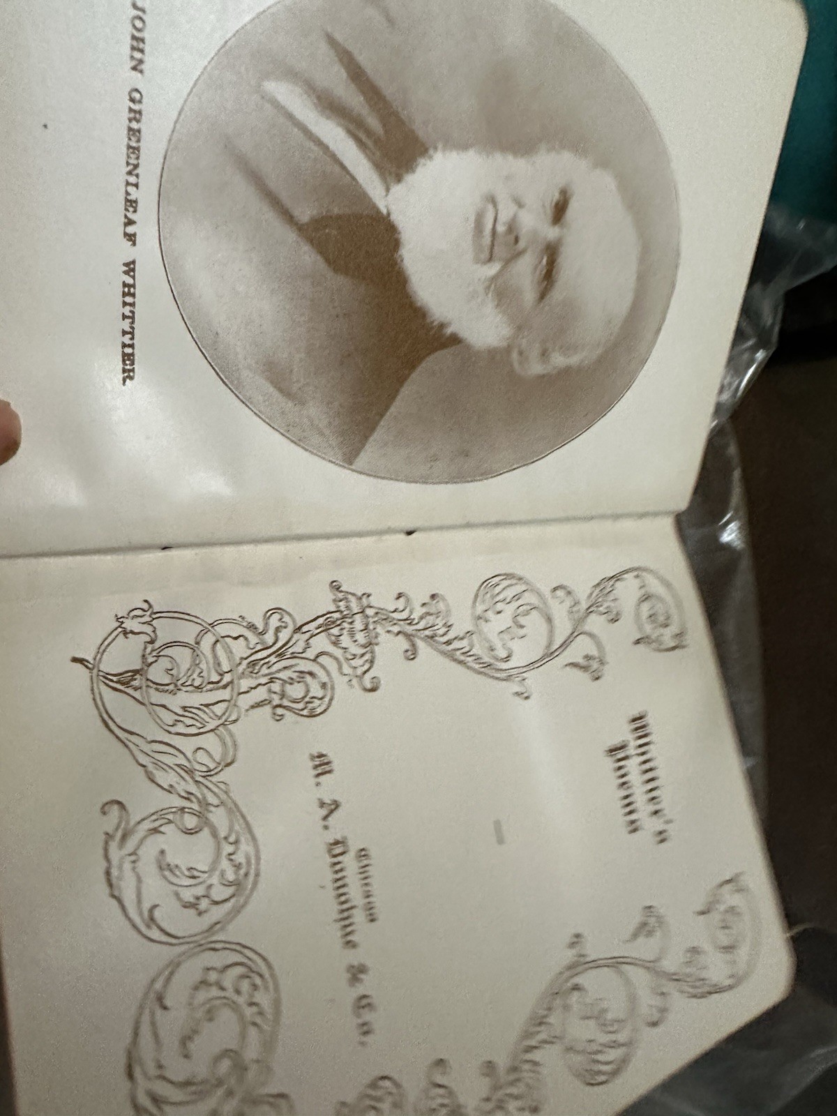 Antique Book unknown Version Of Whittier’s Poems Hard Cover