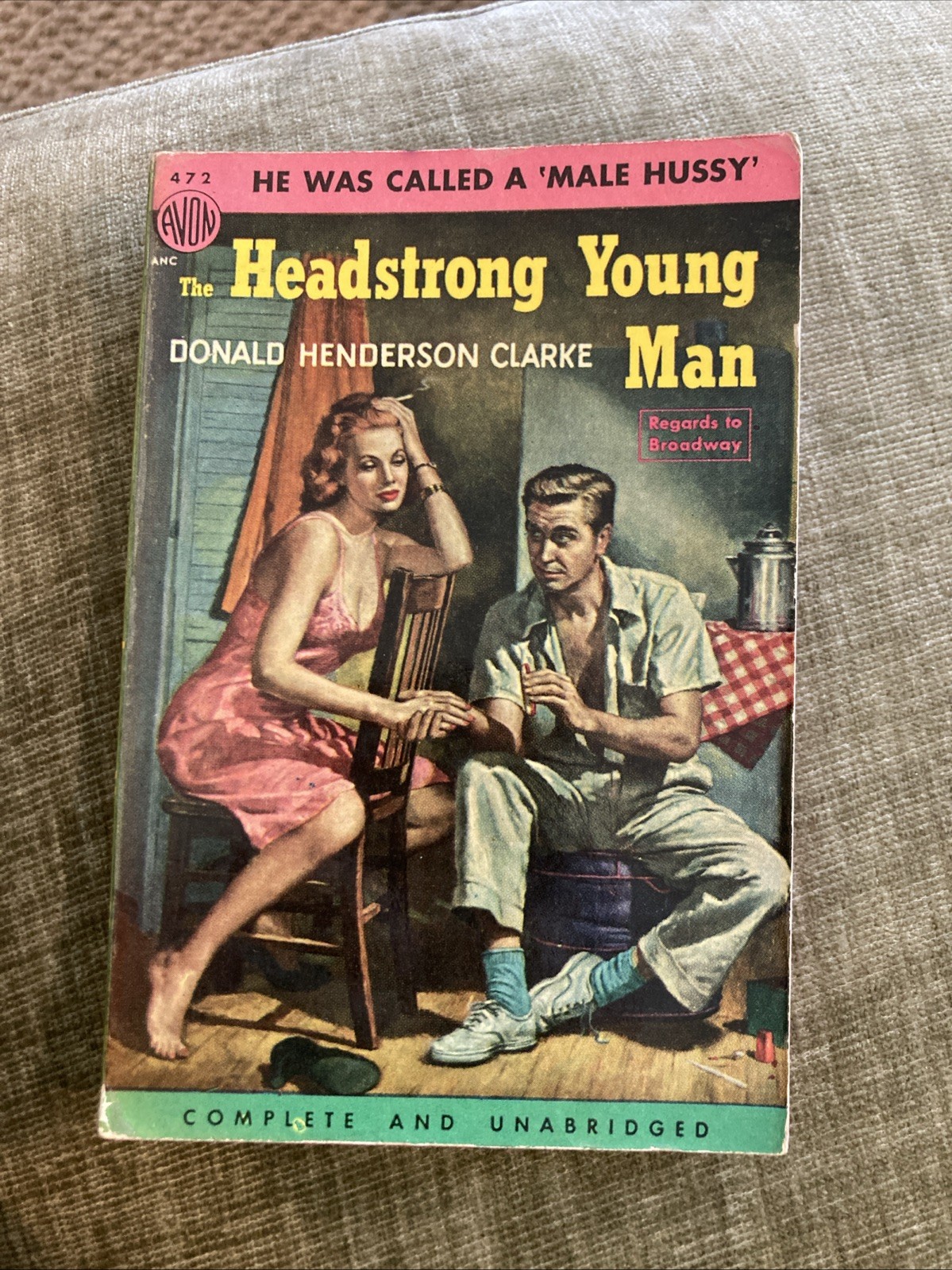 Sleaze gga Vintage Pb, The Headstrong Young Man by Clarke, Avon 472, 1952, SVG