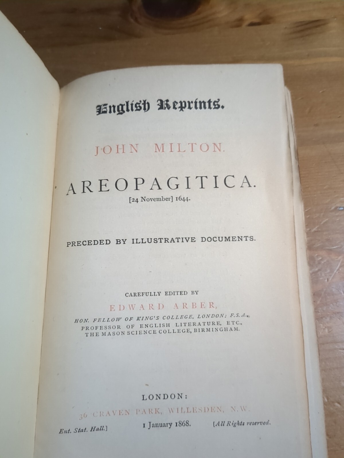 Areopagitica by John Milton 1868