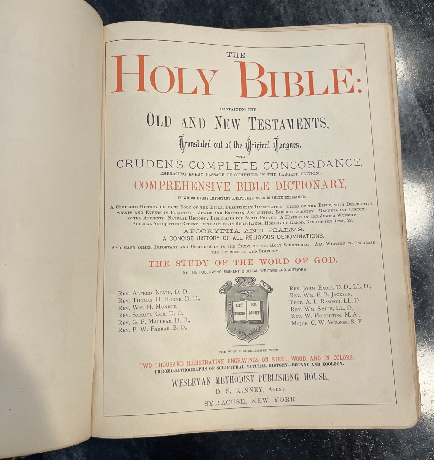 HUGE Antique 1880s Victorian Family Bible Embossed Leather Pictorial 2000 Illus