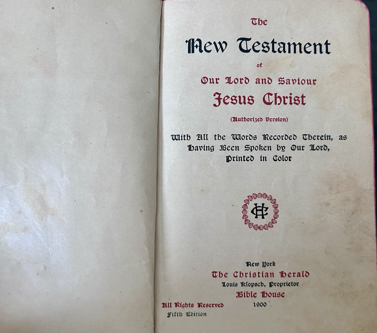 Antique The Christian Herald New Testament Red Letter Leather Collectors Item