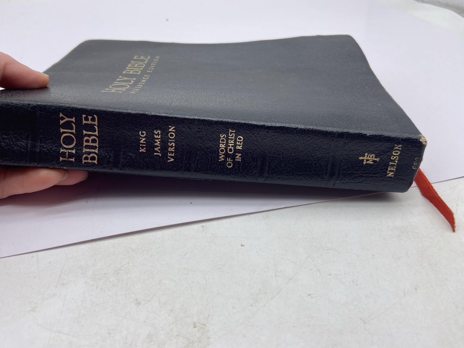 1972 VINTAGE KJV HOLY BIBLE THOMAS NELSON 686 BLACK GENUINE LEATHER RED LETTER
