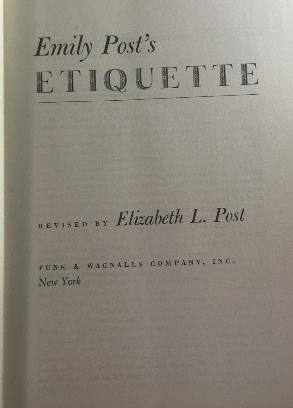 Etiquette Emily Post Hardcover Book 1955 Edition 82nd Printing Funk & Wagnalls