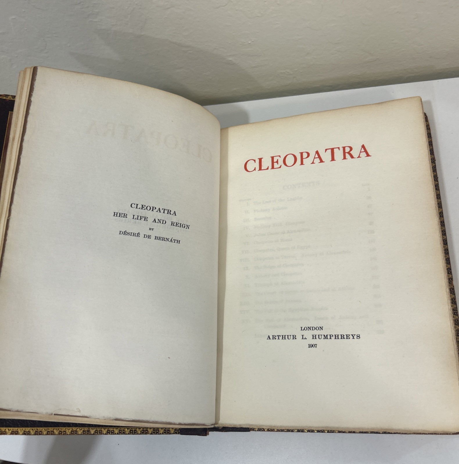 1907 CLEOPATRA Her Life & Reign Desire de Bernath Fine Leather Binding Humphreys