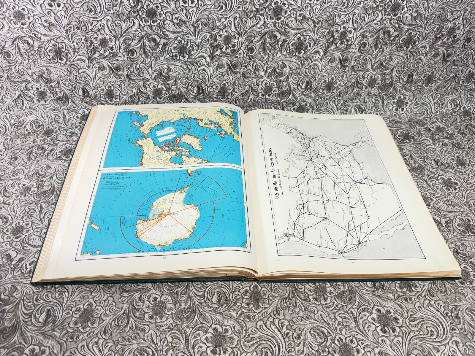 Antique 1942 Rand McNally World Atlas Premier Edition Book Maps Charts War Era