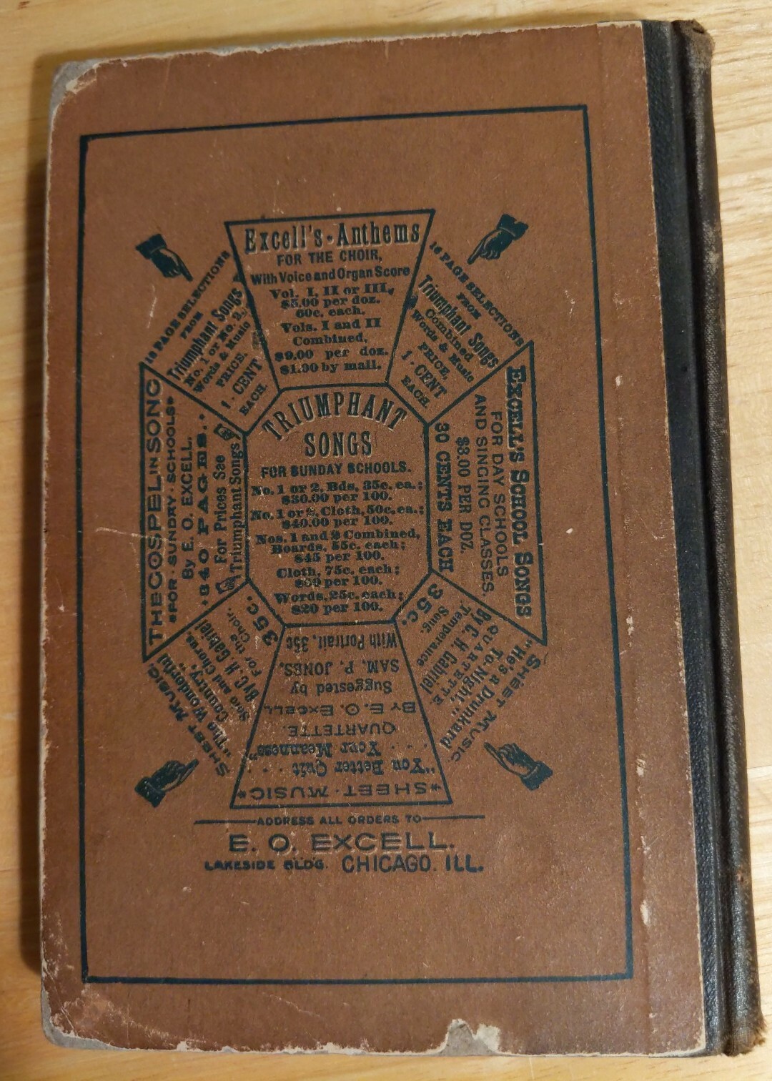 TRIUMPHANT SONGS No.1 by E. O. Excell 1887 HC 224 Pages Excellent condition
