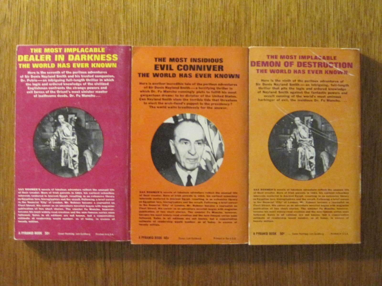 Vintage – Sax Rohmer FU MANCHU – 9 Pyramid Paperback Book Lot – Pulp Thrillers