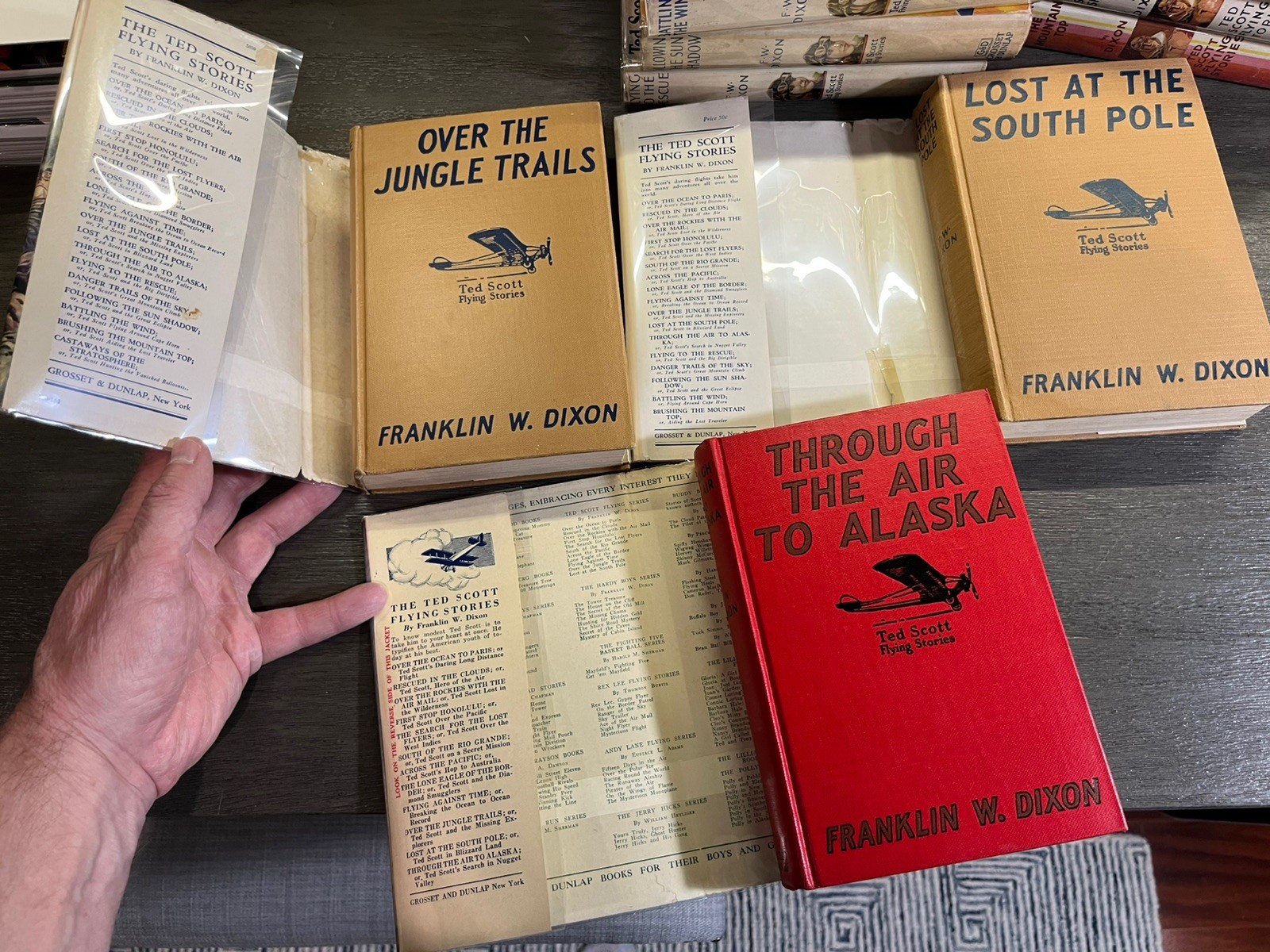 “Ted Scott Flying Stories” Lot #-13,15-20 Franklin W. Dixon Illus. HC DJs Exc!