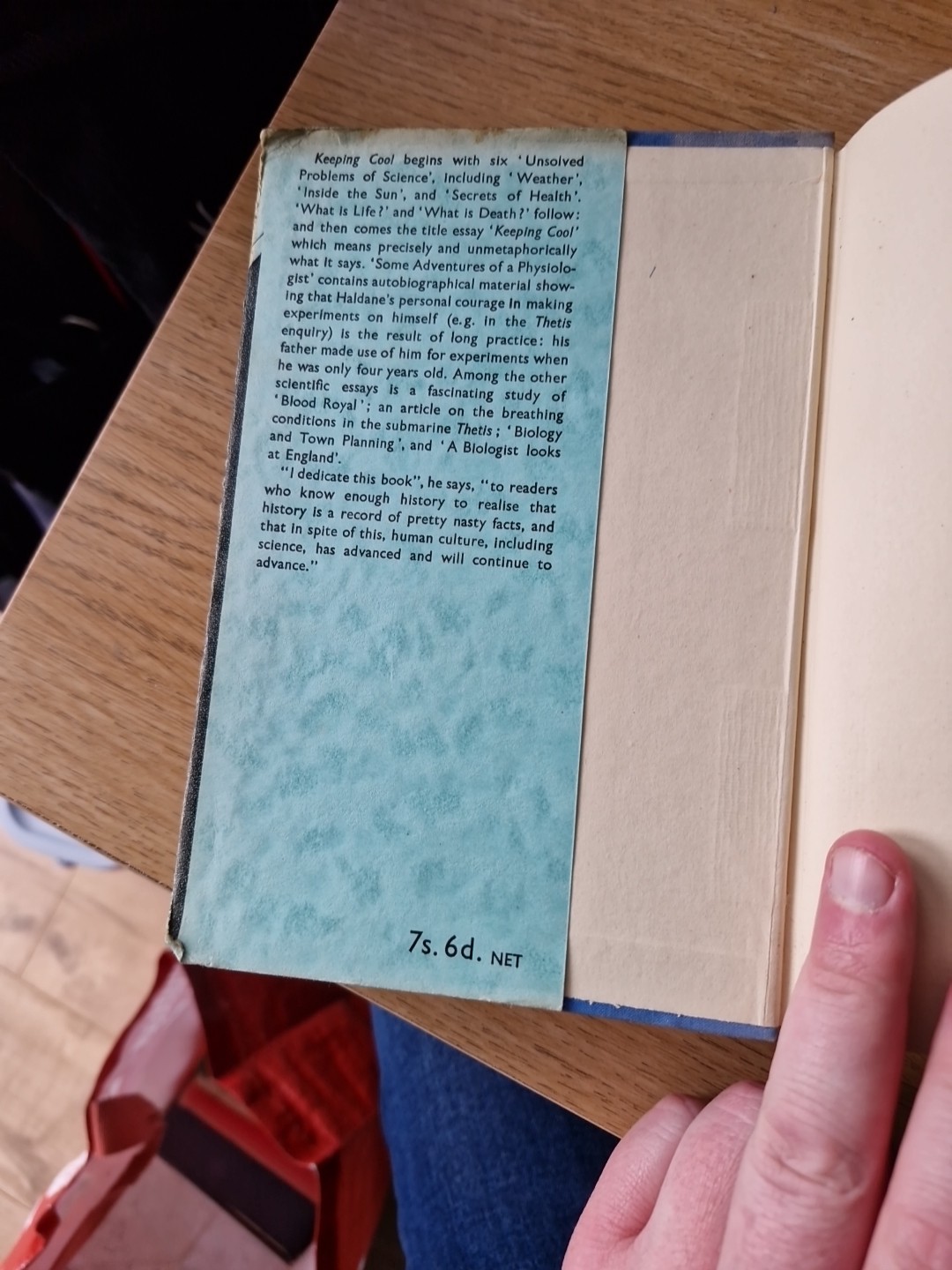 Keeping Cool And Other Essays By J. B. S. Haldane Hardback With Dust Jacket