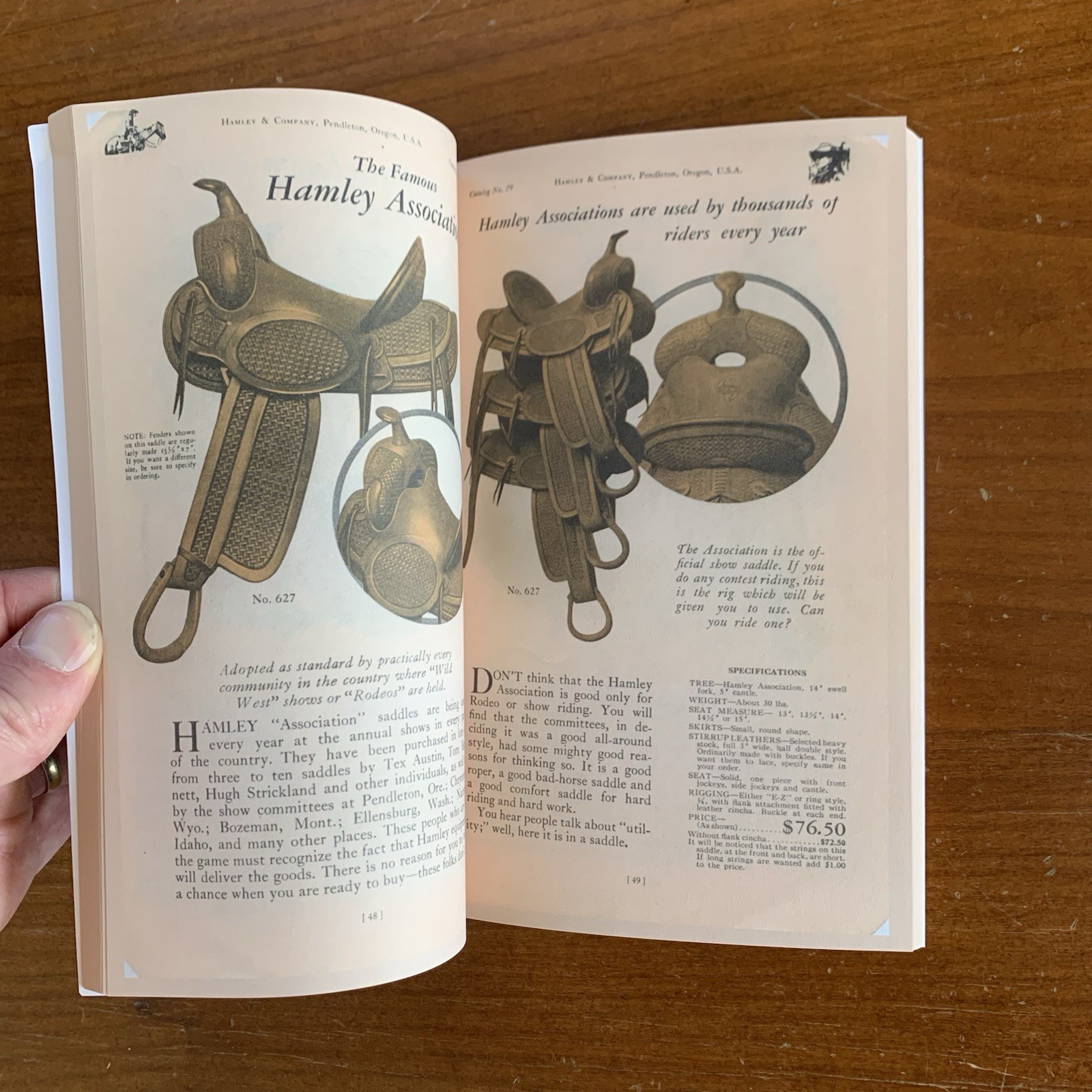 1929 Hamley and Company Catalog No. 29 / Facsimile Saddle