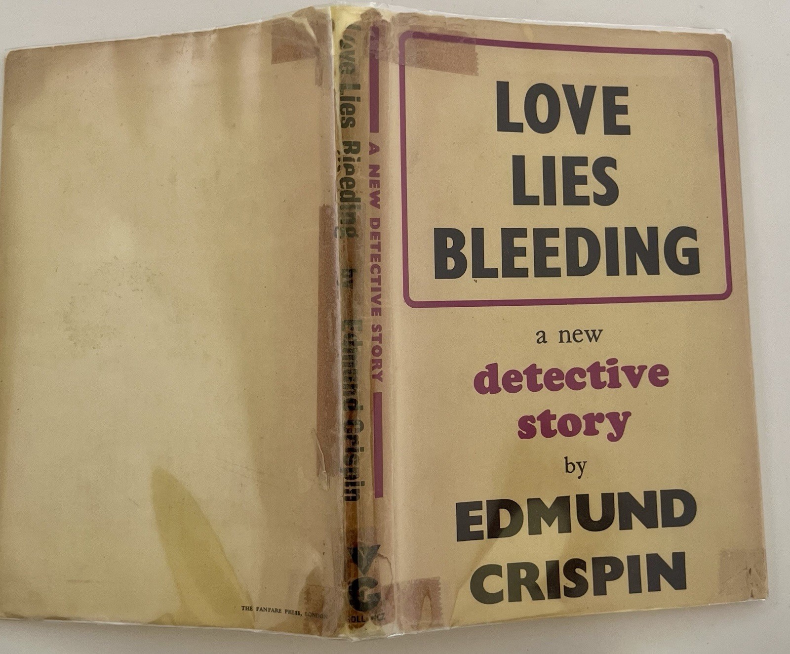 Edmund Crispin-Love Lies Bleeding 1st Edition 1948 Victor Gollancz-Unclipped DJ