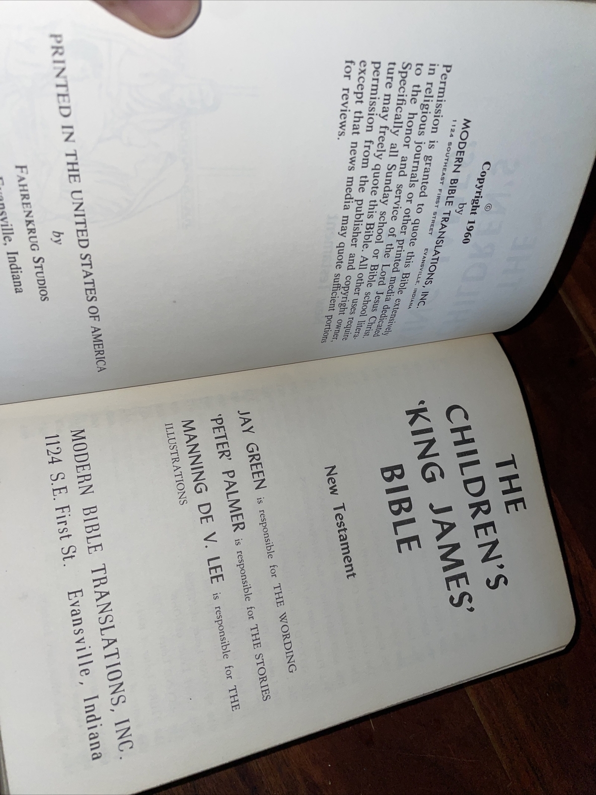 The Children’s King James Bible New Testament 1960 HC KJV Illustrated