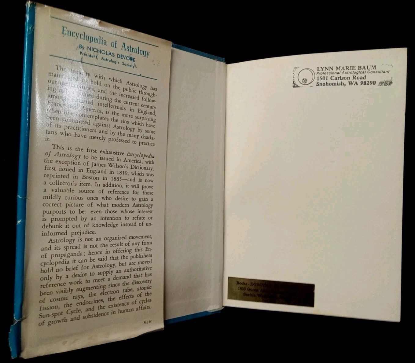 Encyclopedia Of Astrology By Nicholas Devore HB Dustjacket 1947 Edition