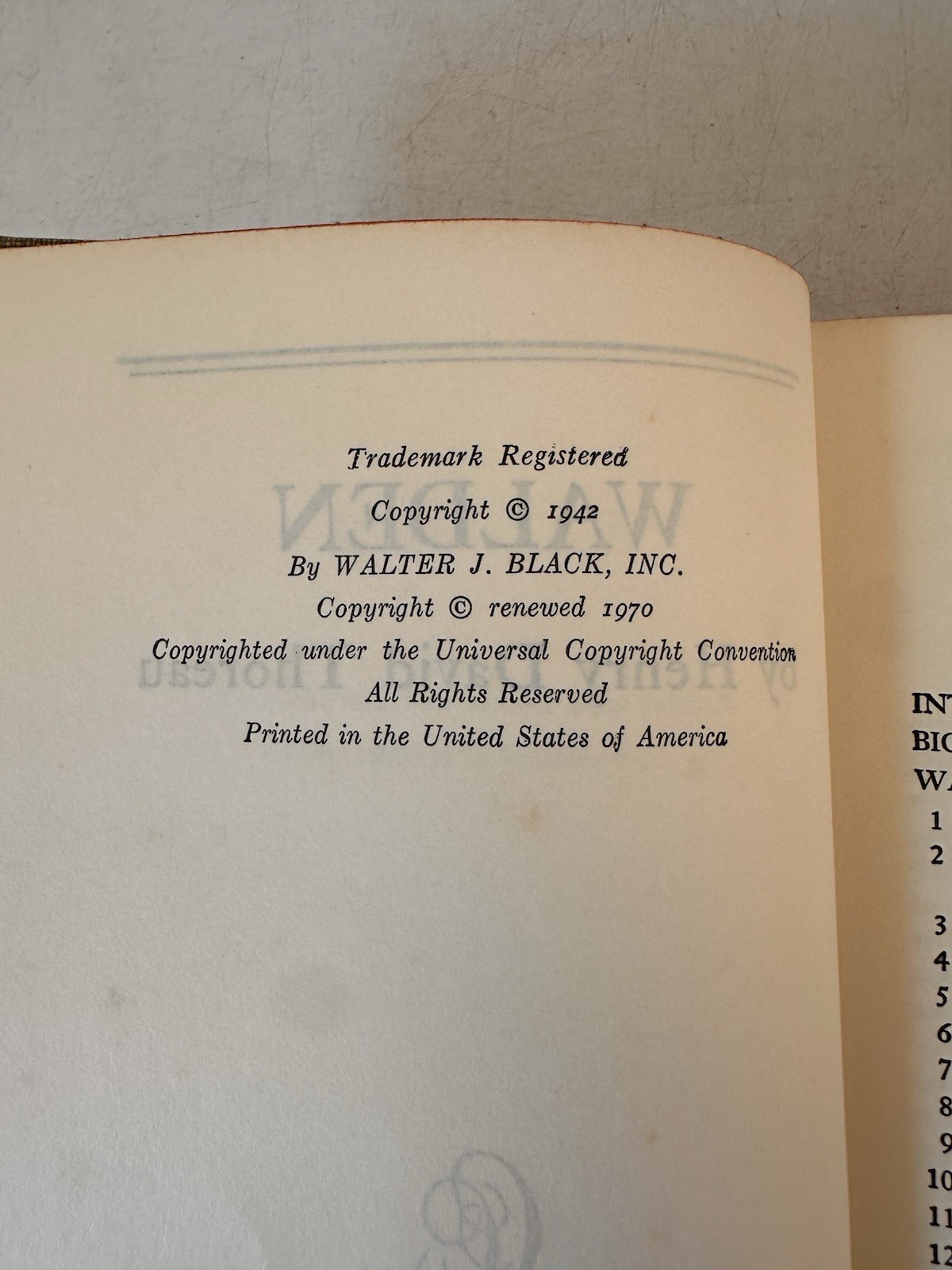 Walden by Henry David Thoreau Walter J Black The Classics Club 1942 Hardcover