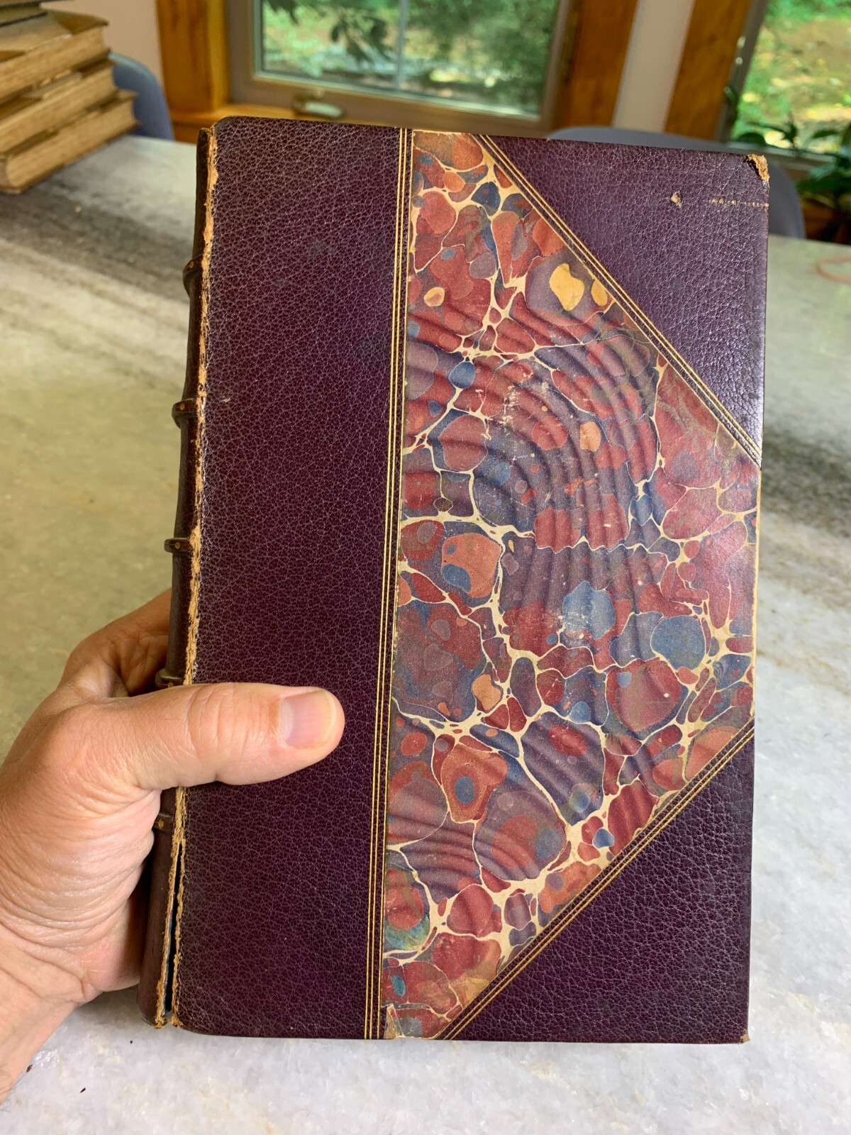 Antique 1857 Leather Ornate Gilded Embossed Victorian Book Bacon’s Essays 1st Ed