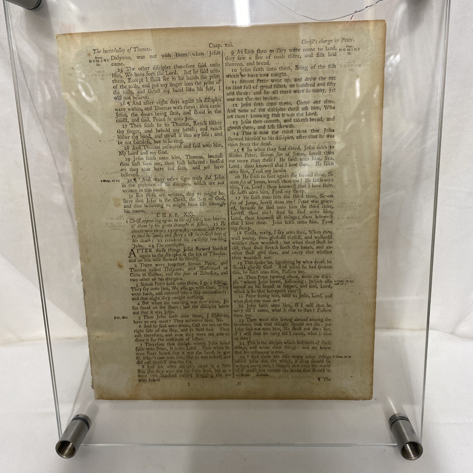 1578 Geneva Bible Leaf, First Pulpit Folio printed in England The Acts Of The