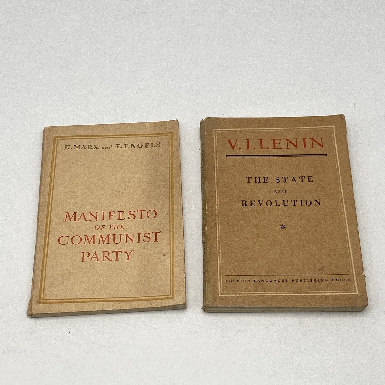 2 Vintage Classic Communist Books Pocket Sized Published in English by USSR